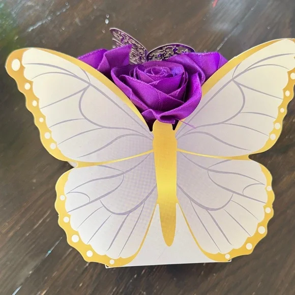 Purple Rose Bouquet with Purple Butterfly Accent - Picture 2 of 4